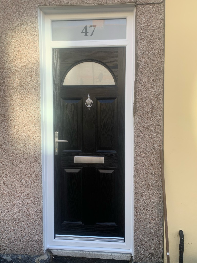 White uPVC door with frosted window