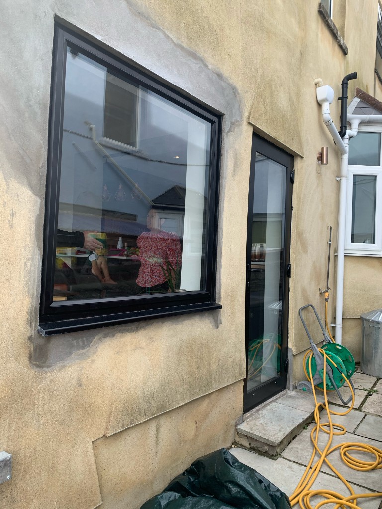 White uPVC door with frosted glass