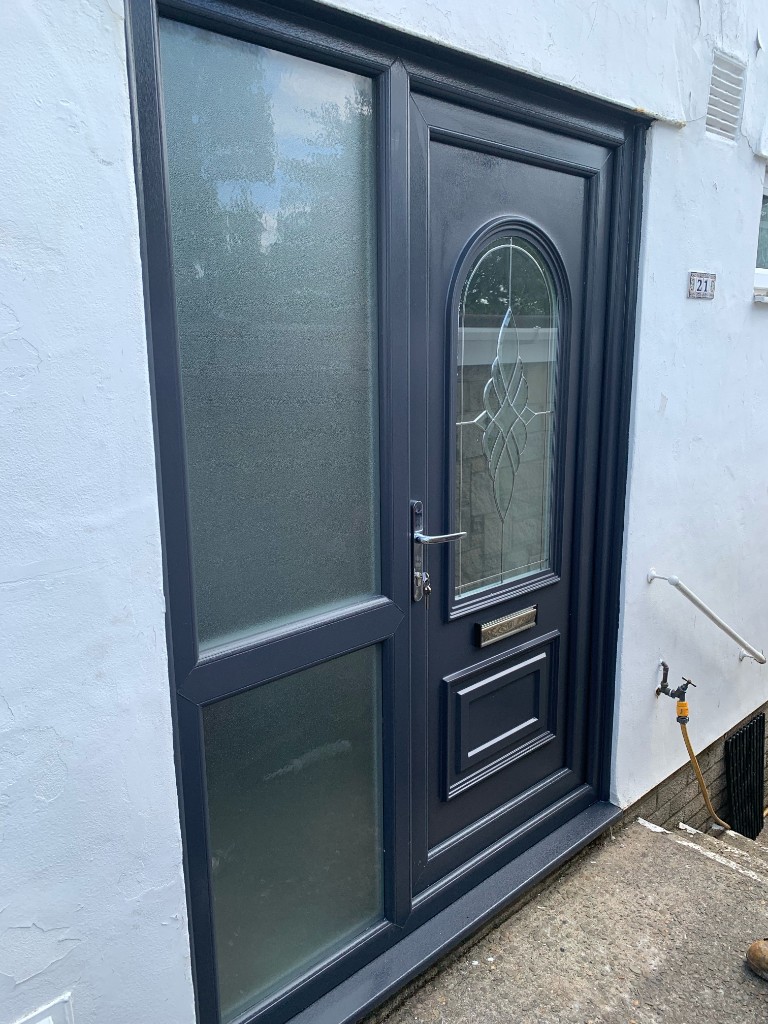 Extension with sliding glass doors