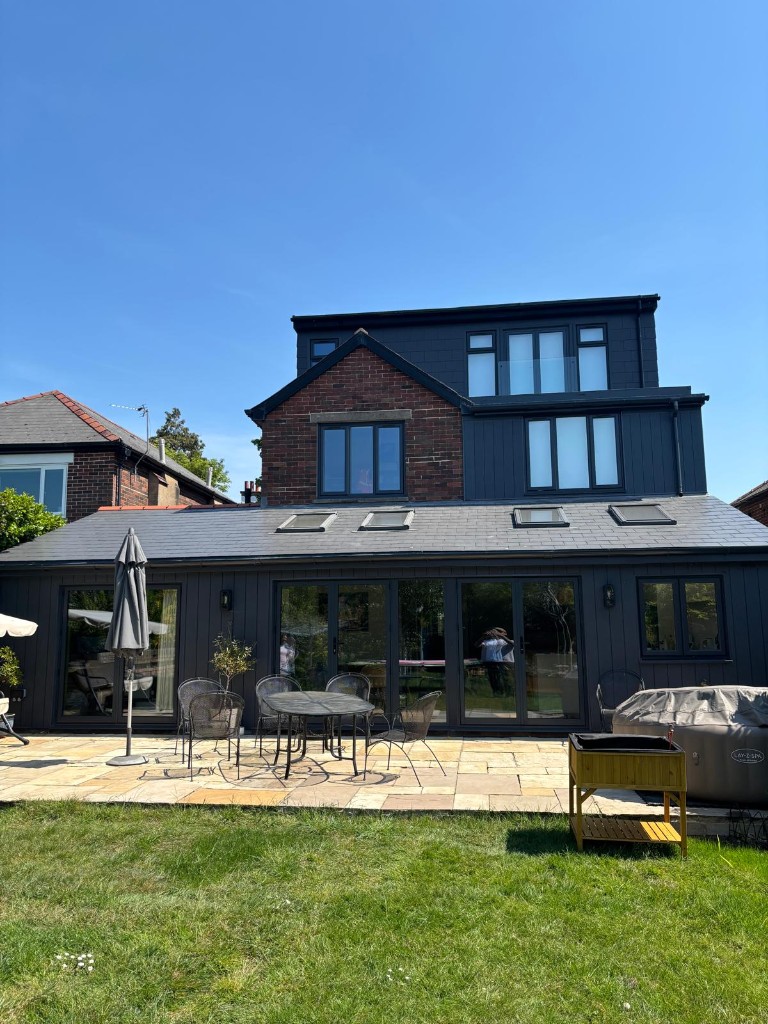 Extension with bifold doors and roof lights